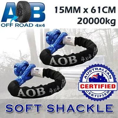 2 X AOB 15mm * 61cm Soft Shackle Recovery Gear Dyneema Winch ROPE 20000kg (20T) • $62.50