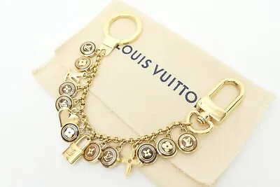 $399 • Buy Louis Vuitton Auth Metal Porte Cles Chaine Pastilles Marron Key Chain Bag Charm