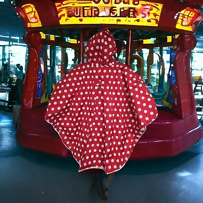 DISNEY Minnie Mouse Poncho Rain Coat Hooded Ears Red White Polka Dots XS/S NWOT • $29.99