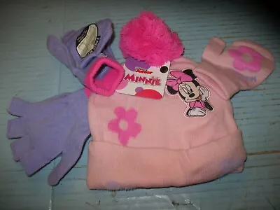 New With Tags Disney Junior Minnie Mouse Beanie/hat With Two Pairs Of Mittens • $14.99