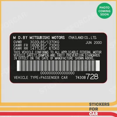 Mitsubishi 7430B728 USA VIN Stickers Quality Vinyl Duplicate Replica !! • $25