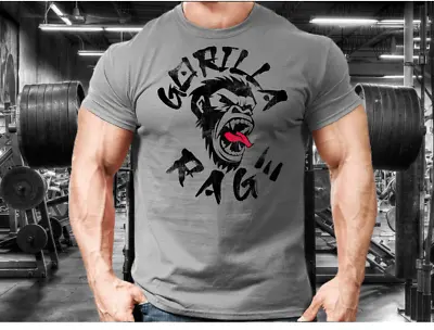 Gorilla Rage Gym T-shirt Mma T-shirt Bodybuilding T-shirt • $23.99