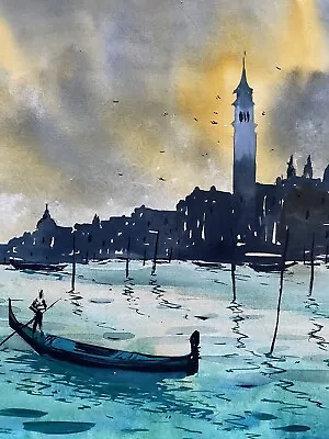 Watercolor Venice Painting City Decoration Venezia Italy Art Canal Gondole • $70