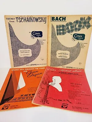 Conn Organ Sheet Music Lot Of 4 Bach Tschaikowsky Victor Herbert Harms Hits • $18.99