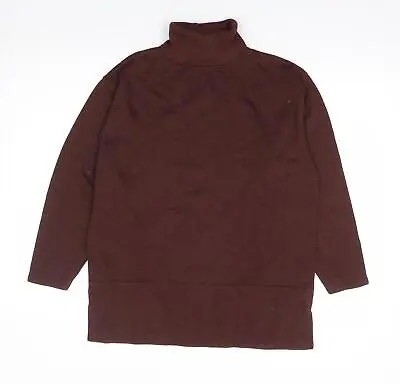InStyle Collection Womens Brown Roll Neck Cotton Pullover Jumper Size S - Ribbed • £5
