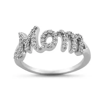 1/4 Cttw White Diamond Mom Ring In Rhodium Plated Sterling Silver • $159.99