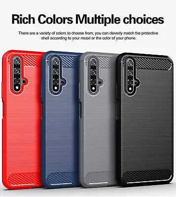 £2.95 • Buy For Huawei Nova 5T Case Carbon Fibre Slim TPU Rugged Gel Silicone + Screen Guard