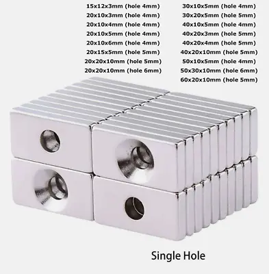 Super Strong Rectangle NdFeB Magnets Rare Earth With Countersunk Ring Hole DIY • $222.56