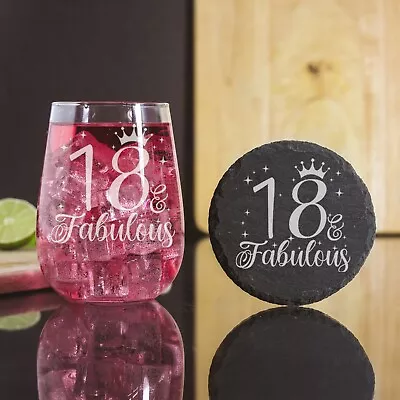 Personalised 18th Gin Glass 18 And Fabulous Engraved Glass 18th Birthday Gift • £20.49