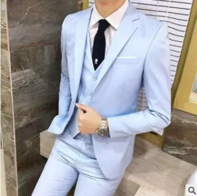 Mens Slim 3 Piece Blazers Suit Formal Business Wedding Dinner Party Pants Suit • $46.49