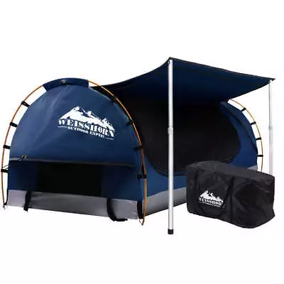Weisshorn Double Swag Camping Swags Canvas Free Standing Dome Tent Dark Blue 4CM • $198.27