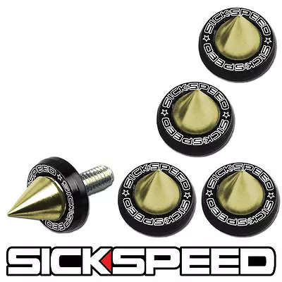 5 Pc 24k Gold Spiked Black Washer/bolt Fender/bumper Engine Dress Up Kit P1 • $14.88