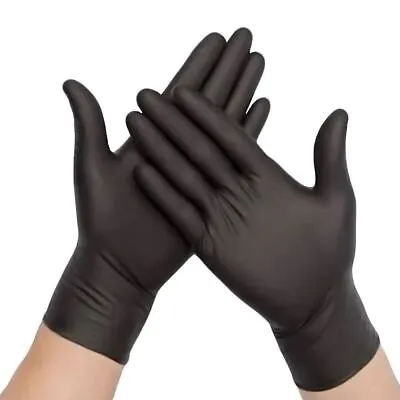 100 DISPOSABLE NITRILE GLOVES POWDER & LATEX FREE BLACK Medical S/M/L/XL 1000 • £1.19