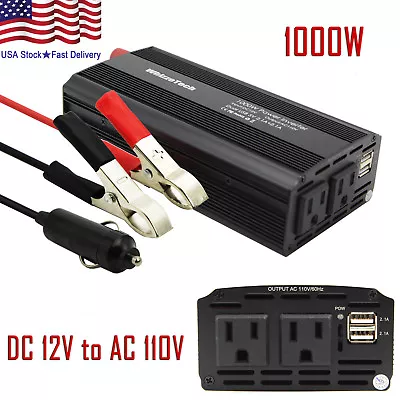 $49.99 • Buy 1000W 2000W Car Power Inverter DC 12V To AC 110V 2 AC Outlets RV Solar Converter