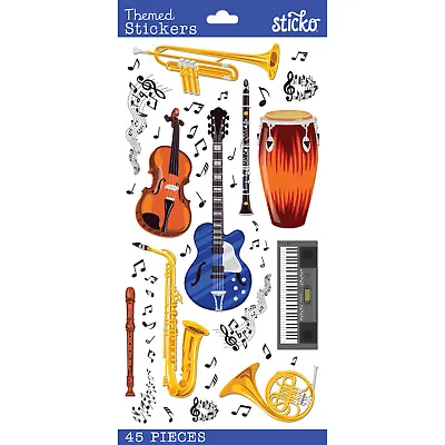 Crafts Sticko Stickers Music Instruments Violin Flute Horn Trumpet Guitar Notes • $2.99