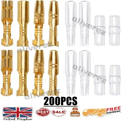 200PCS Car Motorcycle Terminals 3.5mm Male & Female Wire Bullet Crimp Connectors • £4.99