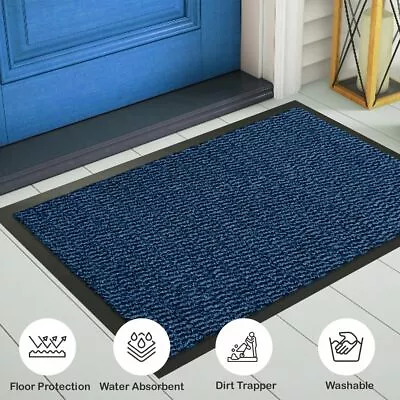 £12.86 • Buy Large Door Mat Heavy Duty Barrier Dirt Trapper Mats Blue Non-Slip Rug Runner Rug