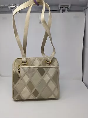 Cabin Creek Geometric Pattern Ivory Shoulder Bag/Purse 10x11x4 • $12.92