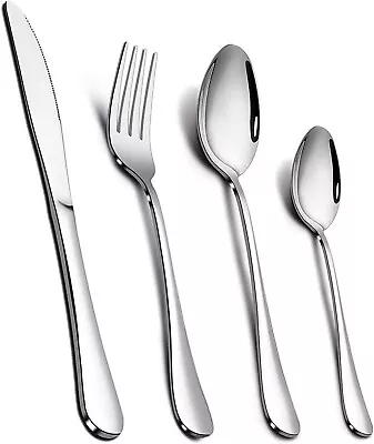 24 Piece Cutlery Set Dishwasher Safe Stainless Steel Forged Steel Kitchen Dining • £12.75