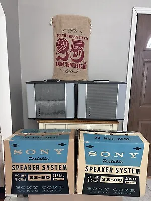 Vintage Sony Speaker System SS-80. 1965 Suitcase Speakers Box And Speaker Covers • $975