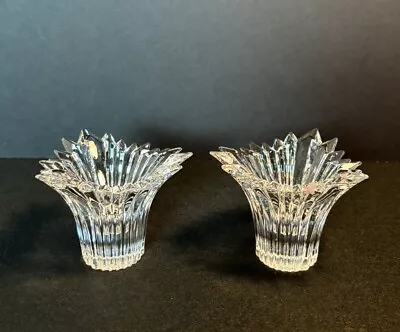 Mikasa Germany Heavy Lead Crystal “Dante Starburst” Vintage Candle Holders Pair • $25