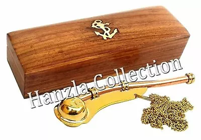 Boatswain Whistle With Wooden Box Bosun Call Pipe Brass / Copper Nautical Gift • $21.84