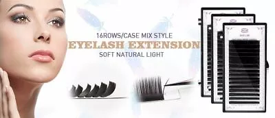 Faux Eyelash Curl C D Mink Single Eyelash Extension Glossy Black 16Rows/Case • $5.89