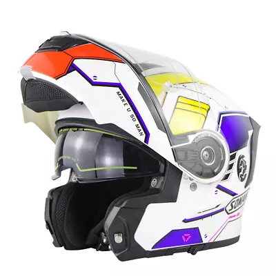 Double Visor Street Bike Bicycle Modular Helmet Motorcycle Full Face Helmets • $159.99