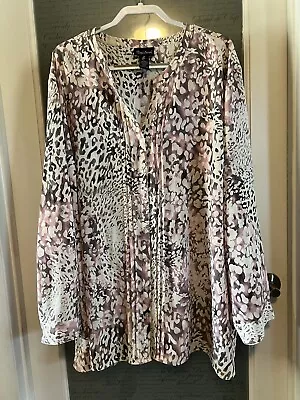 Maggie Barnes Pink Leopard Blouse Top Size 5X 34/36W   Perfect Condition • $12.50