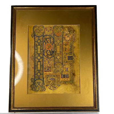 Vintage Illuminating Plate From Book Of Kells ~ St Mark's Gospel Opening Framed • $25.95