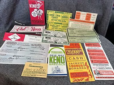 RARE Vintage 1965 Reno Carson City NV Casino Gambling Lot Coupons Keno Tokens • $9.99