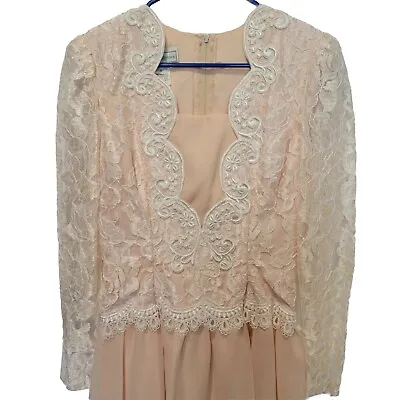 Vintage Scott McClintock Lace Bodice Chiffon Skirt Tea Length Dress Size 4 • $36.77