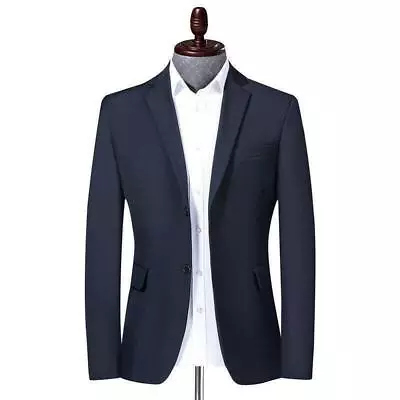 Korean Fashion Mens Work Casual Blazer Jacket Button Slim Fit Outdoor Coats 2024 • $58.73