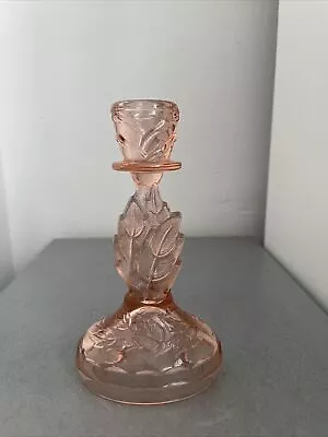 Vintage Art Deco Walther  & Sohne Leaf And Rose Glass Candlestick • £5