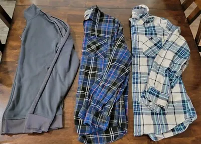 Lot Of 3 - Men's 1 Jacket & 2 Flannel Plaid Button Up Shirts Size Small • $18