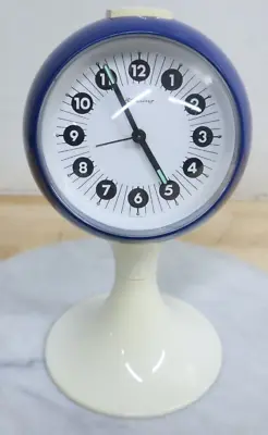 MCM Rare Blue White Blessing Mid-Century Modern Memphis Pedestal Clock German US • $299.99