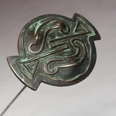 Antique ARTS & CRAFTS Grecian Copper HATPIN Green Verdigris Hammered Hat Pin • £121.59