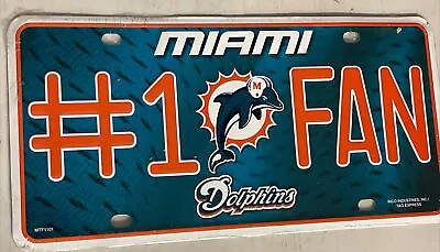 Miami Dolphins License Plate Metal Tag Car Auto Tag #1 FAN NEW In Package • $12