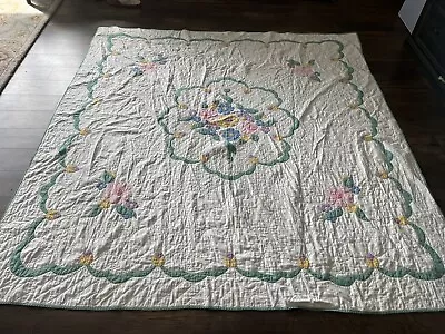 Antique Flower Appliqué Quilt Pristine • $101