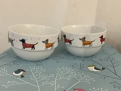 Sausage Dog / Dachshund Cute Christmas Theme Stackable Bowls New Gift • £12.99
