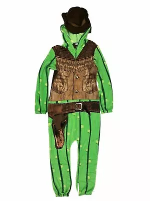 Mens Plush Green Sheriff Cactus Union Suit Sleeper Looking Sharp Pajamas • $29.99