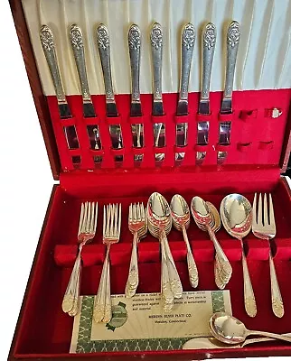 Vintage Antique Int'l Silver-Plate MELODY Flatware 51 Pc Set W/ Box Certificate • $69.94