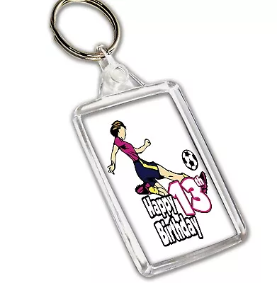 Football Birthday Keyring Gift Girls Ladies Daughter Mum Sister Friend - ANY AGE • £3.49