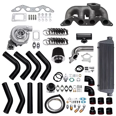 T3 T4 T04E Turbo+Intercooler+Manifold+BOV+Wastegate Kit For Honda Civic D17 DX • $697.48