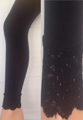£5.99 • Buy Black 70 Denier Opaque Footless Tights With Lace Frill, One Size (68)