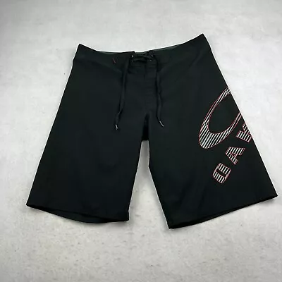 $18.88 • Buy Oakley Board Shorts Mens 32 Black Big Logo Spell Out Surf Beach Casual Swimwear