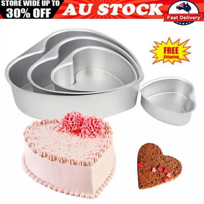 4/6/8/10  Tin Heart Shaped Bread Cake Pan Bakeware Mold Baking Tray Molds • $15.25