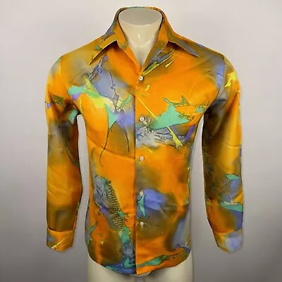 Vintage 70s Disco Shirt Mens Saturday Night Fever Polyester Tori Richard Medium • $79.99