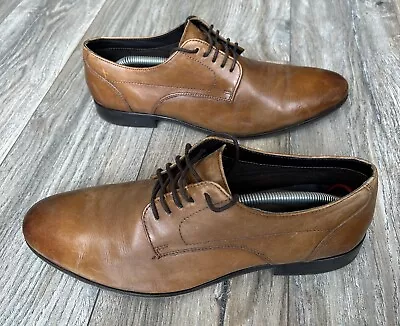 MARKS & SPENCER Men’s Tan Brown Lace Up Leather Smart Shoes UK Size 9 • £0.99