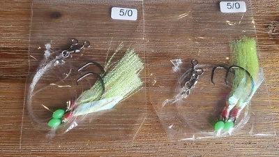 $6.50 • Buy 2 X SNAPPER FLASHER 2 X HOOK FISHING RIGS 60lb MONO 5/0 CIRCLE HOOKS & LUMO 